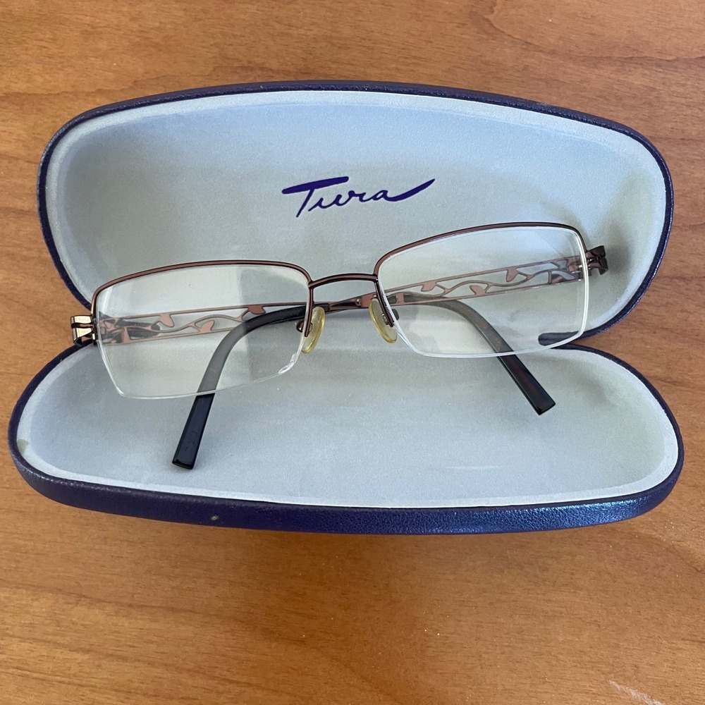 Tura Eyeglasses Frames Only - Golden Leaf Pattern With hard Clamshell Case
